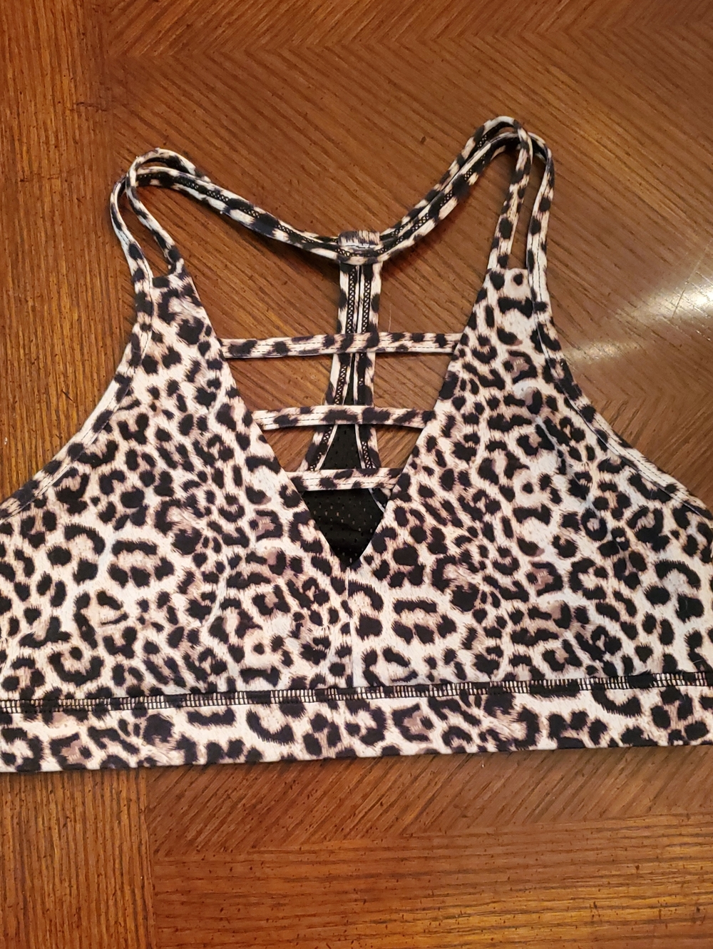 Zyia Leopard Print Strappy Grid Bra